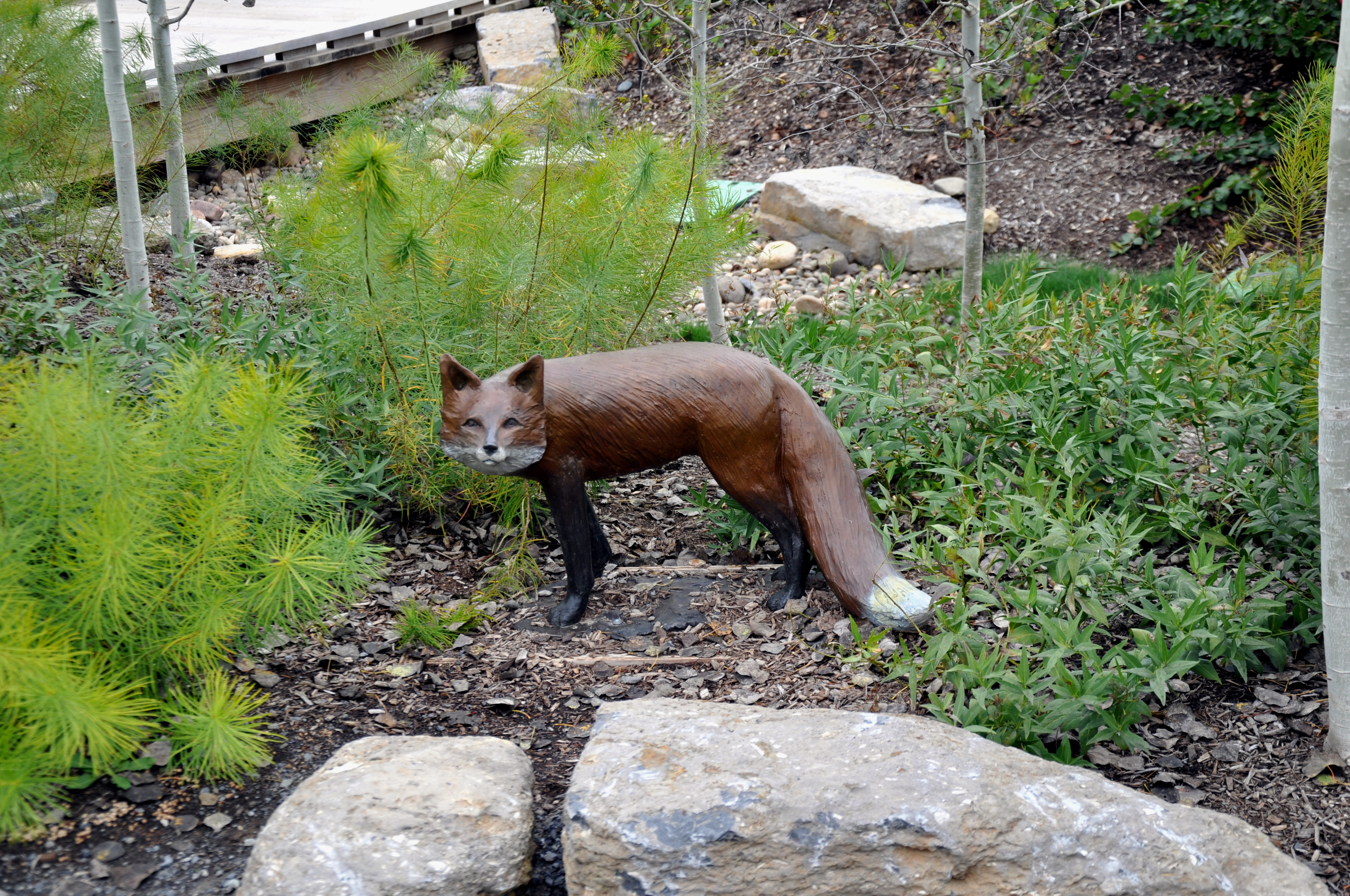 Fox sculpture in Aspen Story Circle