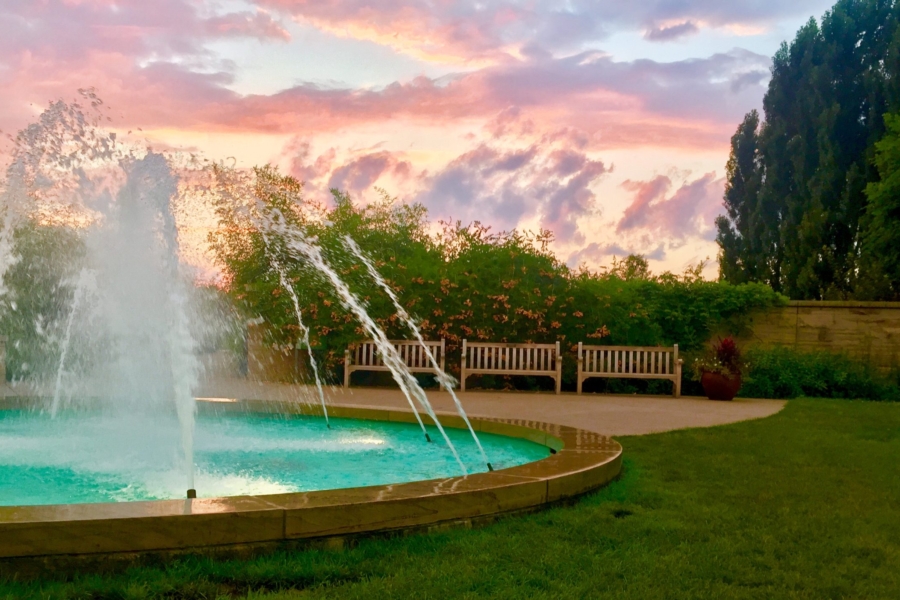 Fountain near sunset