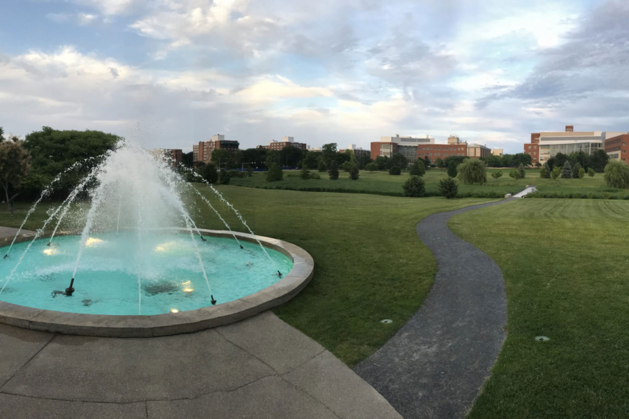 2018 Fountain overlooking marsh meadow to Park Ave