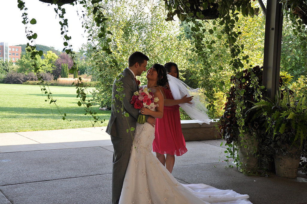 couple dances at outdoor wedding reception